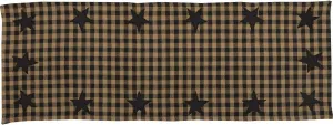 VHC Brands, Black Star, Cotton, 13x36, Woven Quilted Runner, Black
