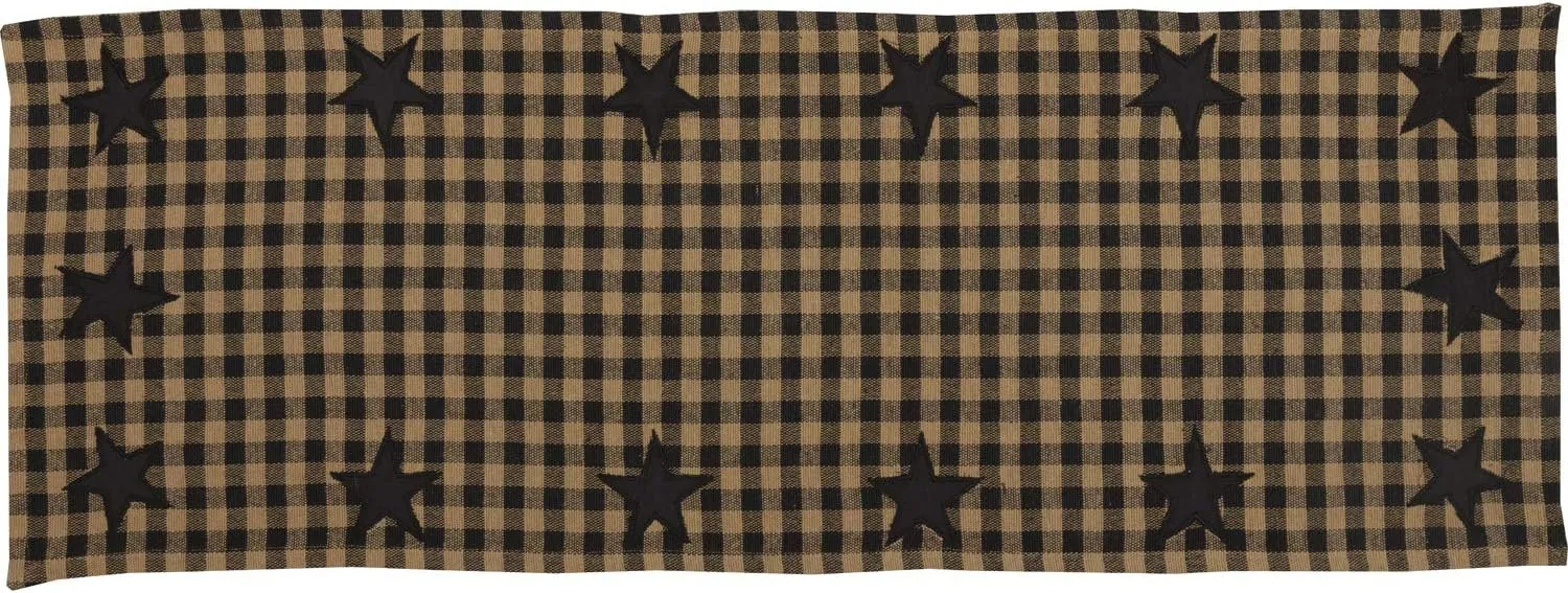 VHC Brands, Black Star, Cotton, 13x36, Woven Quilted Runner, Black