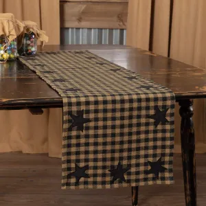 VHC Brands, Black Star, Cotton, 13x48, Woven Runner, Black