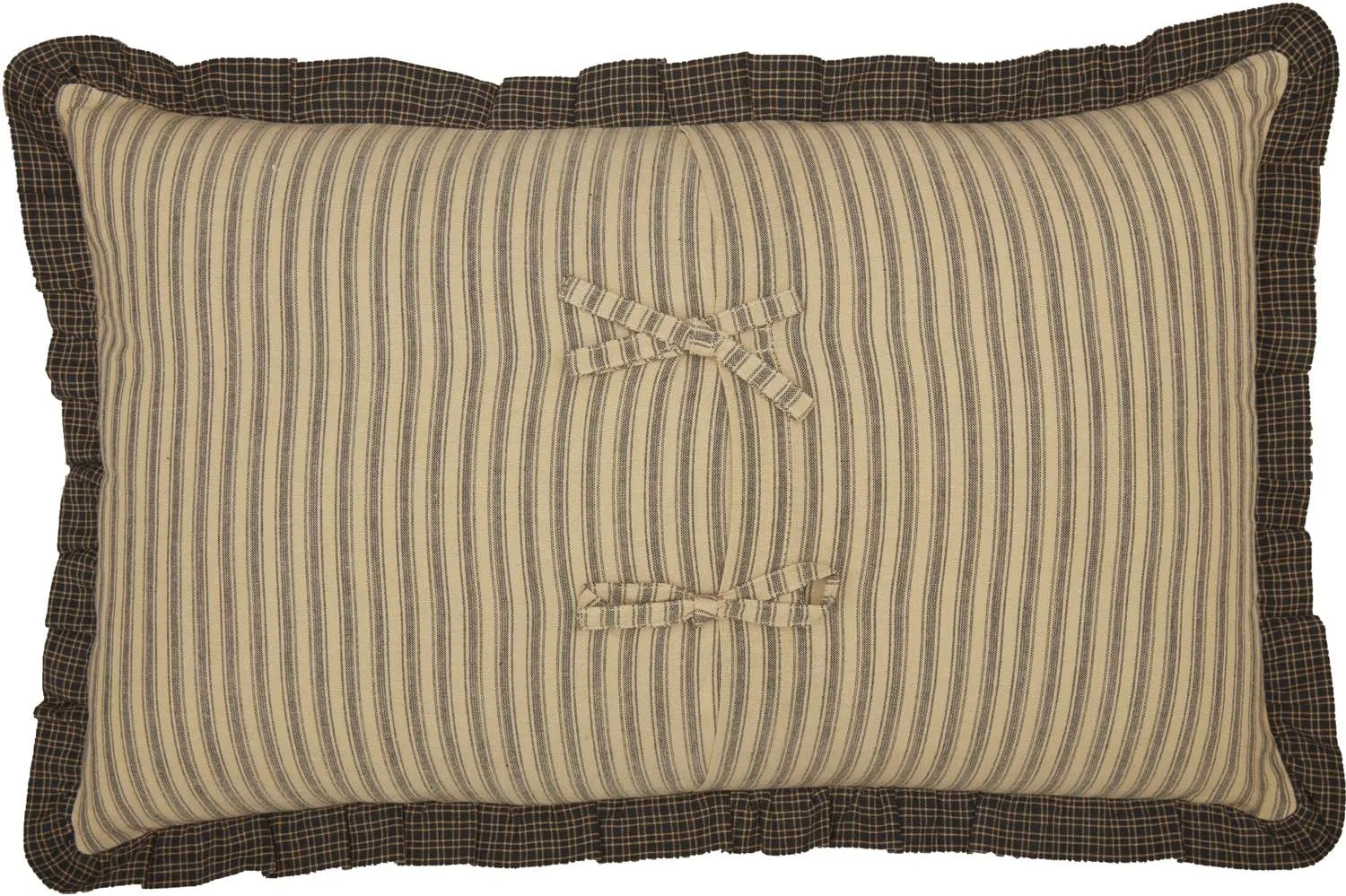 VHC Brands Farmhouse Star The Gathering Place Text Cotton Primitive Bedding Appliqued 22x14 Filled Pillow, Raven Black