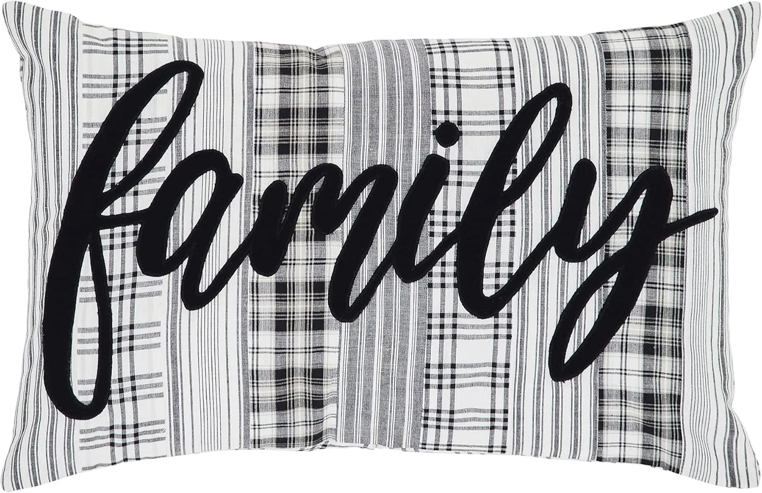 VHC Brands Sawyer Mill Black White Family Decorative Farmhouse Throw Pillow for Sofa Couch Bed 14x22