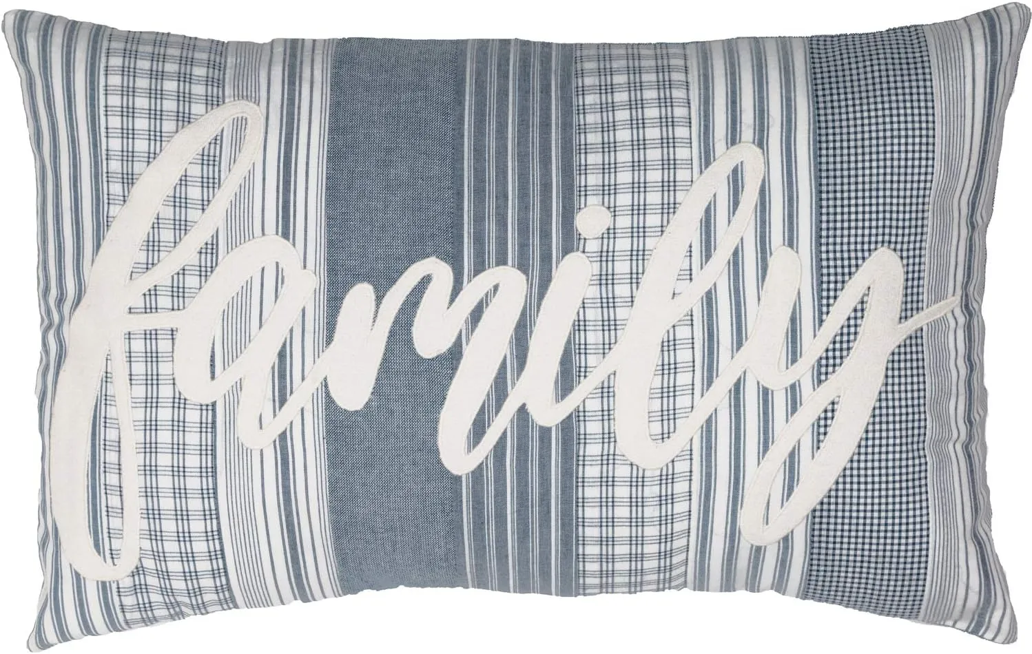 VHC Brands Sawyer Mill Blue Family Decorative Farmhouse Throw Pillow for Sofa, Couch, or Bed 14x22