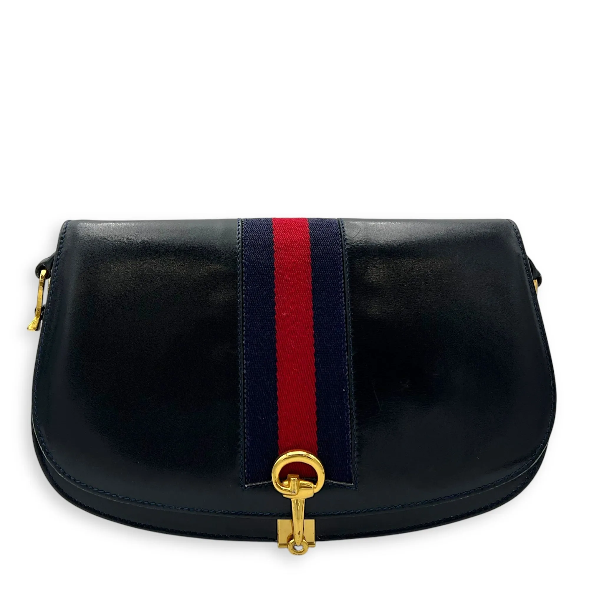 Vintage Crossbody Bag Blue in Calfskin, Gold hardware