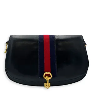 Vintage Crossbody Bag Blue in Calfskin, Gold hardware