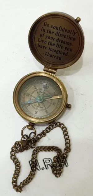 Vintage Directional Magnetic Compass Chain Mail Antique Compass Pocket Gift Item