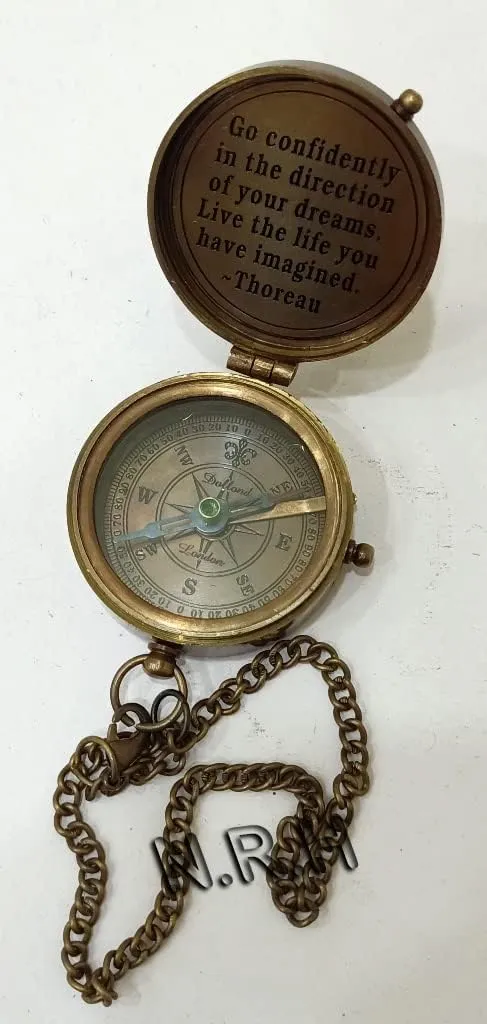 Vintage Directional Magnetic Compass Chain Mail Antique Compass Pocket Gift Item