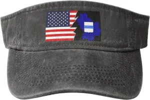 Vintage Flag Map of Basilicata and America Sun Visor Hats for Women Men Cotton Adjustable Sports Empty Top Golf Cap