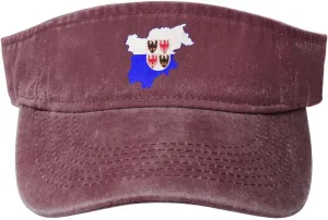 Vintage Flag Map of Trentino South Tyrol Sun Visor Hats for Women Men Cotton Adjustable Sports Empty Top Golf Cap