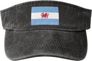 Vintage Flag of The Welsh Colony in Patagonia Sun Visor Hats for Women Men Cotton Adjustable Sports Empty Top Golf Cap