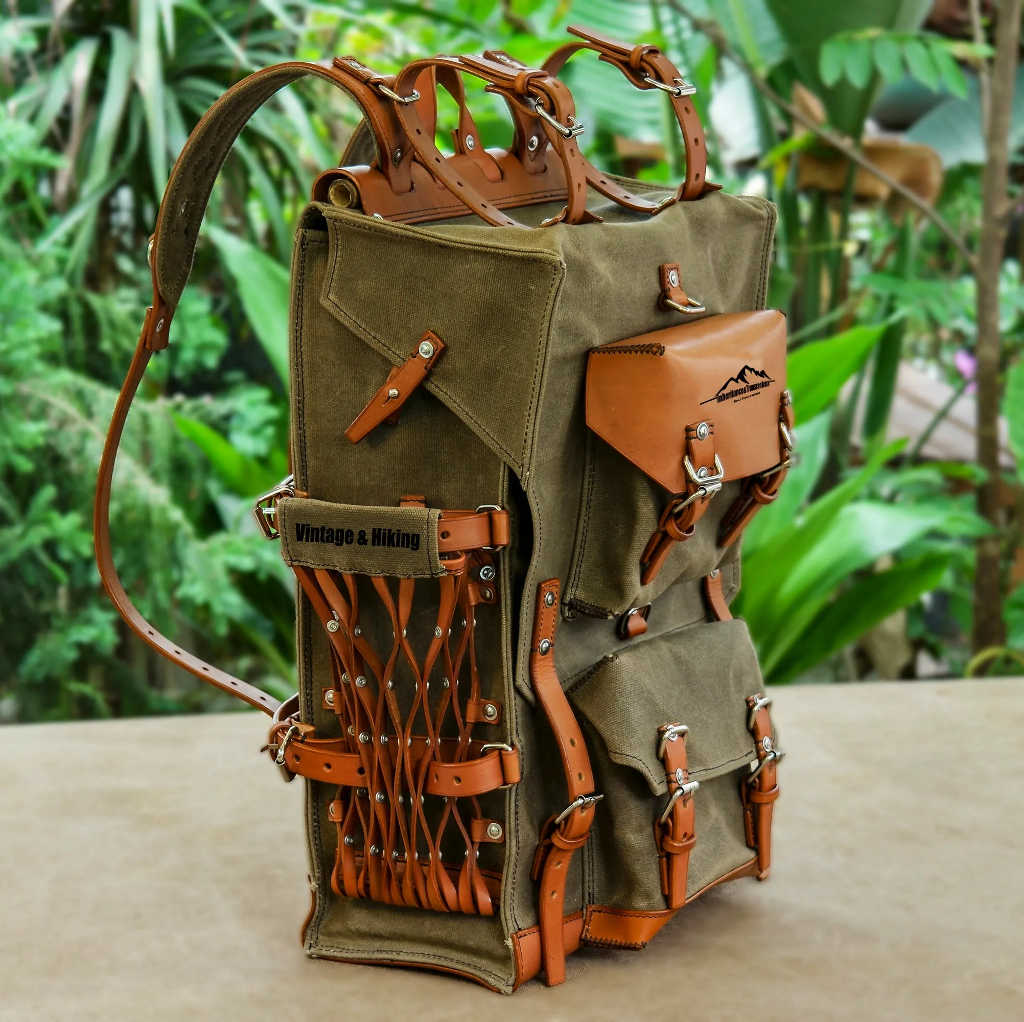 Vintage Oil Wax Canvas Backpack - Vintage Backpacks Travel, Camping, Hiking