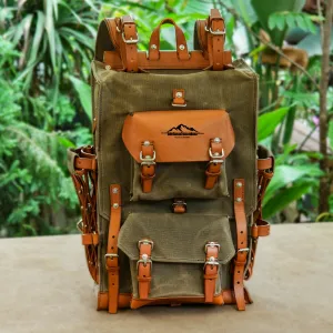 Vintage Oil Wax Canvas Backpack - Vintage Backpacks Travel, Camping, Hiking