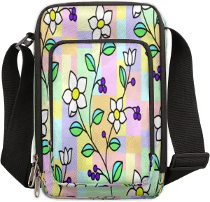 Vintage Petals Small Crossbody Bags for Women Trendy Cross Body Phone Purse Wallet Village Mens Travel Crossbody Bag Side Shoulder Bag