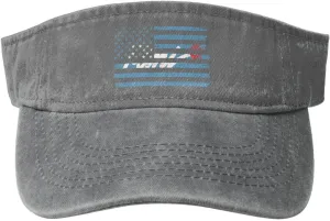 Vintage US and Flag of Flint, Michigan Sun Visor Hats for Women Men Cotton Adjustable Sports Empty Top Golf Cap