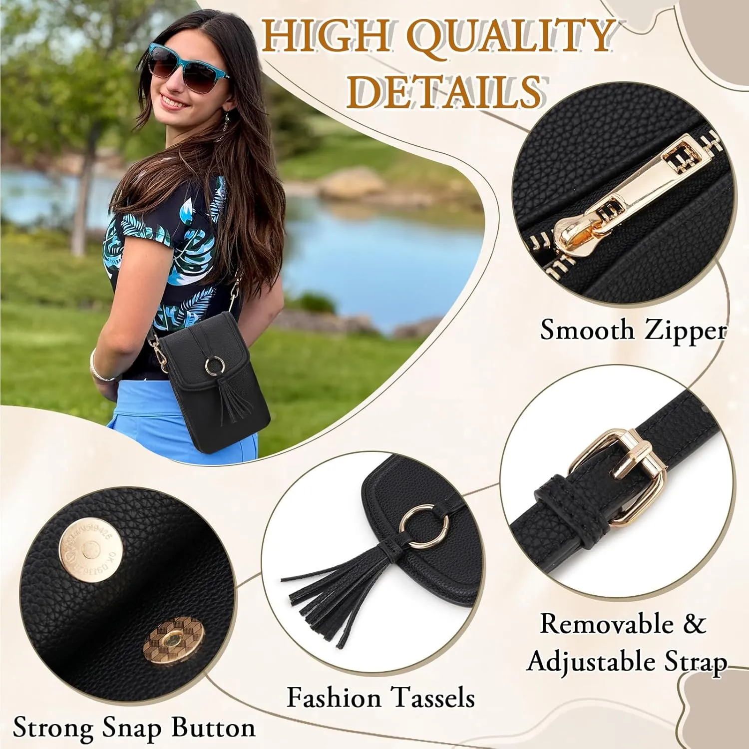 VX VONXURY Small Crossbody Bag for Women, PU Leather Cross Body Cell Phone Purse Shoulder Bag with Adjustable Strap