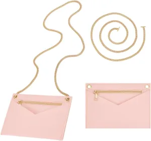 WADORN Purse Felt Insert Organizer with Gold Chain, 6.25 x 8.62 Inch Felt Handbag Insert Liner with Eyelet for Rectangle Purse Organizer Conversion Kit, Pink