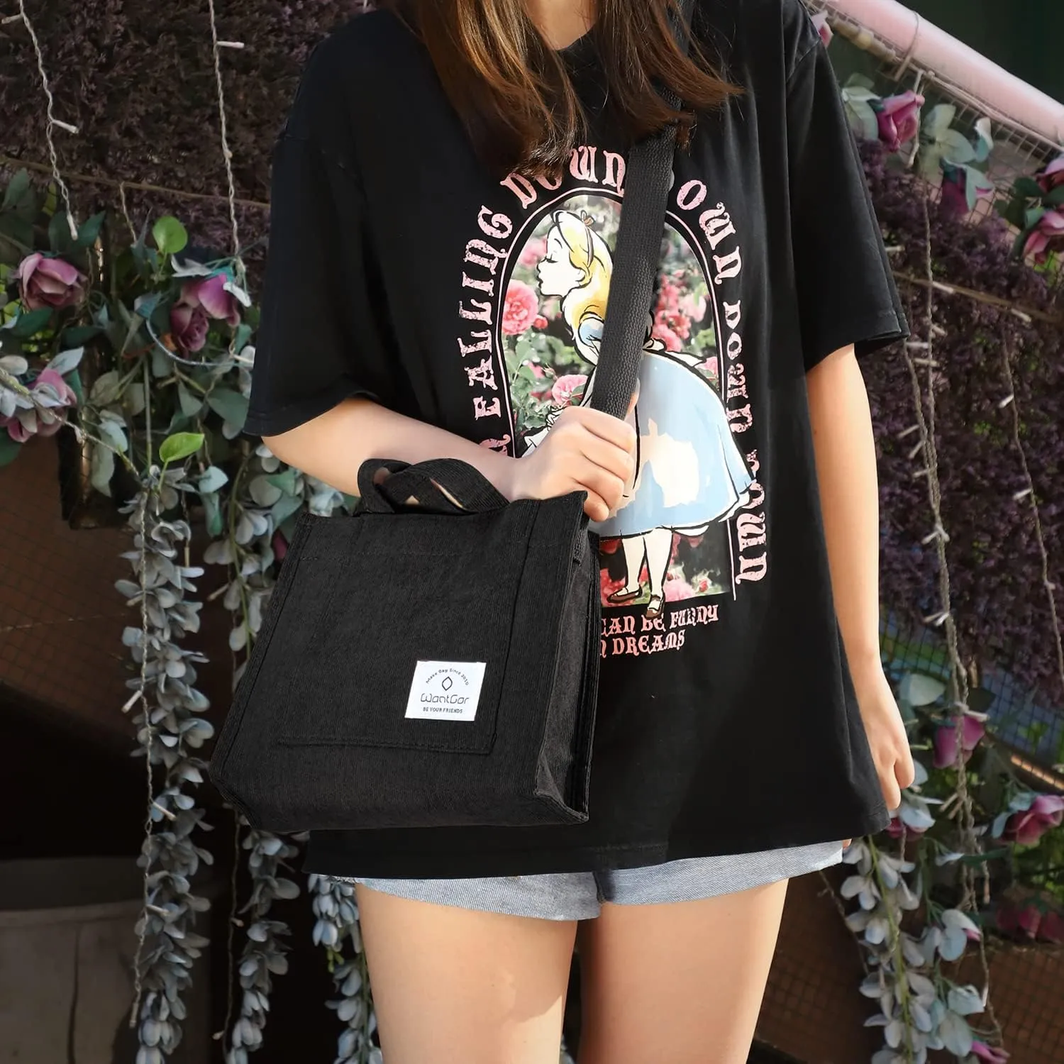 WantGor Tote Bag for Women, Corduroy Crossbody Bags Shoulder Handbag Small Satchel Hobo Bag Purse