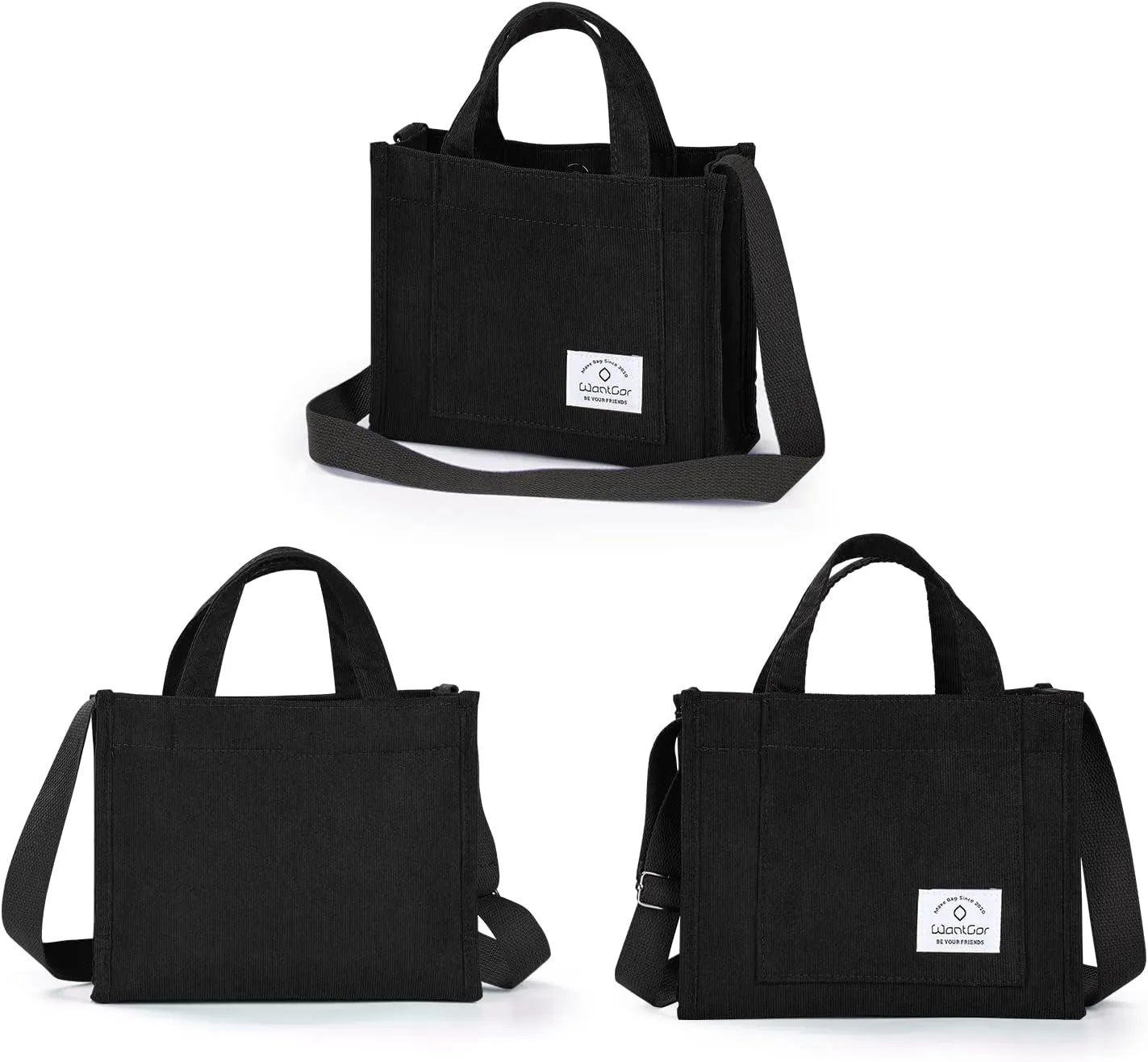 WantGor Tote Bag for Women, Corduroy Crossbody Bags Shoulder Handbag Small Satchel Hobo Bag Purse