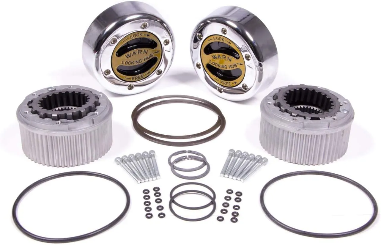 WARN 62672 Premium Manual Locking Hub with Zinc Aluminum Alloy Dial, Dual Seals and 35 Splines, Chrome, 1 Pair