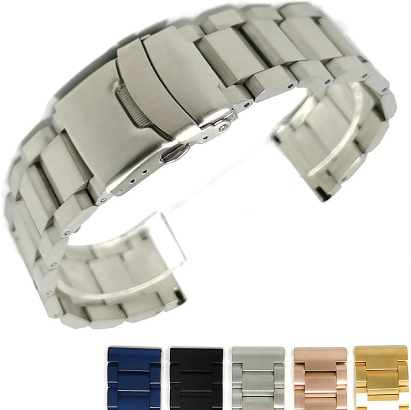 Watch Strap Suitable For Width 18 Mm 20 22 24 Stainless Steel Metal Safety Buckle Replacement Bracelet