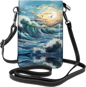 Wave Sailboat Seagull Women's crossbody bag, crossbody phone bag, tassel wallet with shoulder strap, best gift for women.