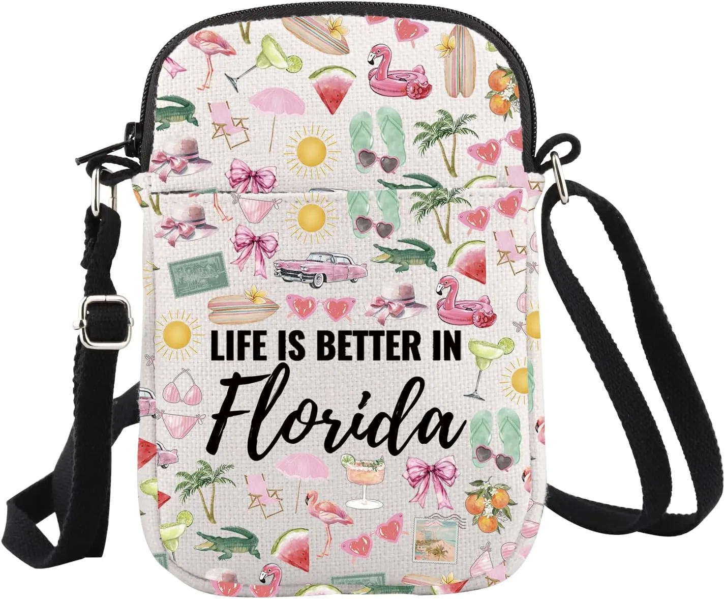 WCGXKO Florida Travel Trip Gift Life Is Better In Florida Crossbody Bag Florida Souvenirs Summer Florida Vacation Gift