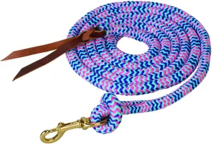 Weaver Leather Poly Cowboy Lead with Snap, 5/8" x 10', Turquoise/Purple/Diva Pink