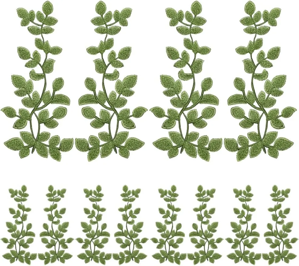WEBEEDY 6 Pairs Green Embroidery Applique Sewing on Patches Leaves Vine Patches Lace Applique Embellishments for Sewing DIY Craft Wedding Dress Handbag Shirt Clothes Embellishment, Mother's Day Gift