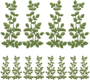 WEBEEDY 6 Pairs Green Embroidery Applique Sewing on Patches Leaves Vine Patches Lace Applique Embellishments for Sewing DIY Craft Wedding Dress Handbag Shirt Clothes Embellishment, Mother's Day Gift