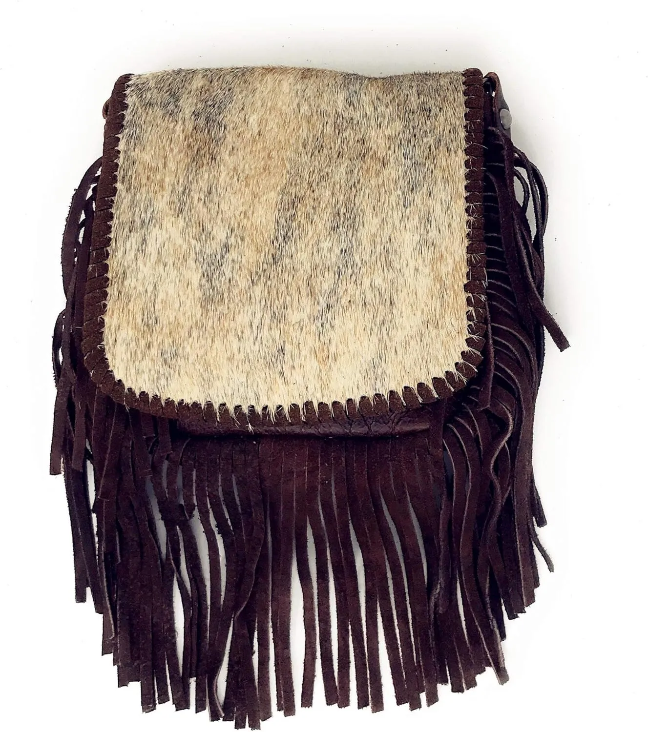 Western Genuine Tooled Leather Cowhide Fur Fringe Women's Crossbody Chain Bag/Purse