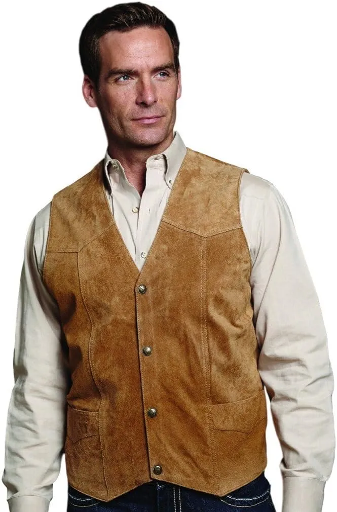 Western Vest Mens Suede Buttons 2XLT Beige ML3061T