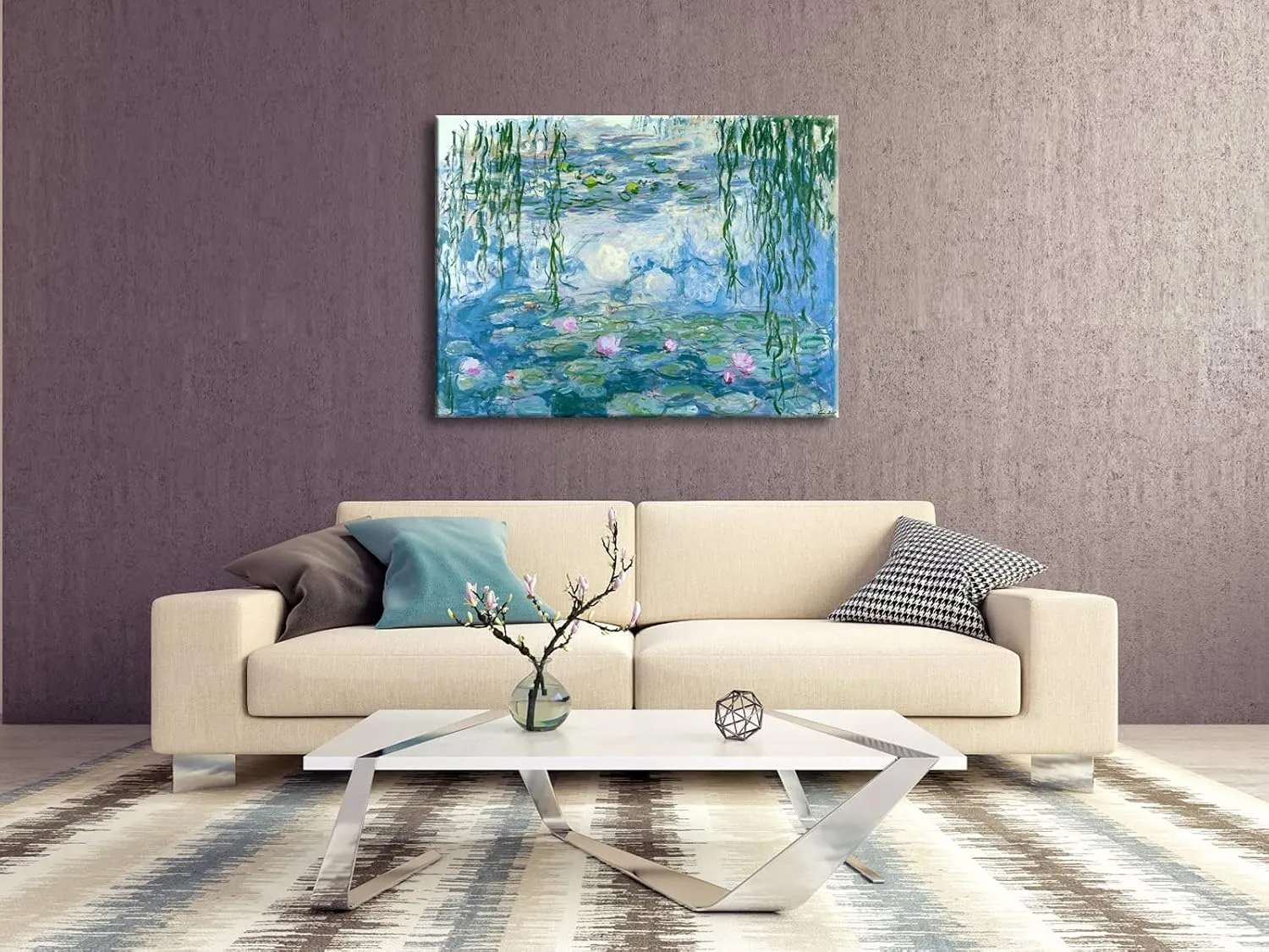 Wieco Art Water Lilies by Claude Monet Paintings Reproduction Canvas Prints Giclee Artwork for Wall DecorModern Canvas Wall Art for Home and Office Decoration