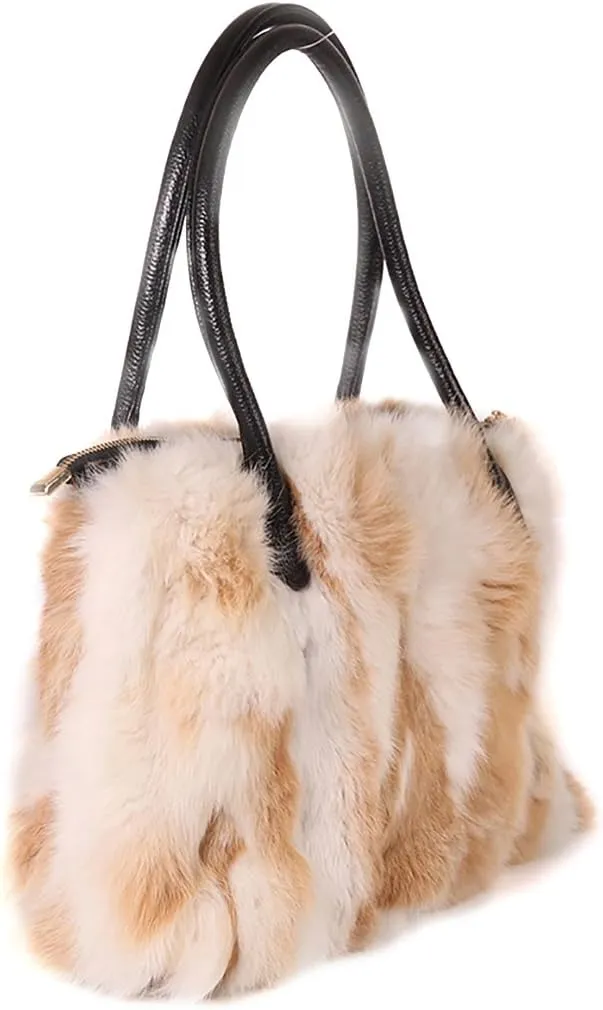 Winter Shoulder Bag Women Real Rabbit Handbag Wristlet Clutch Purse