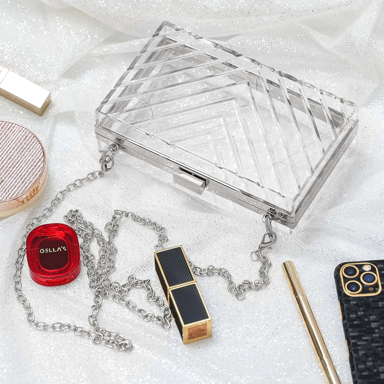 WJCD Clear Purses For Women Acrylic Clear Clutch Bag Stadium Approved
