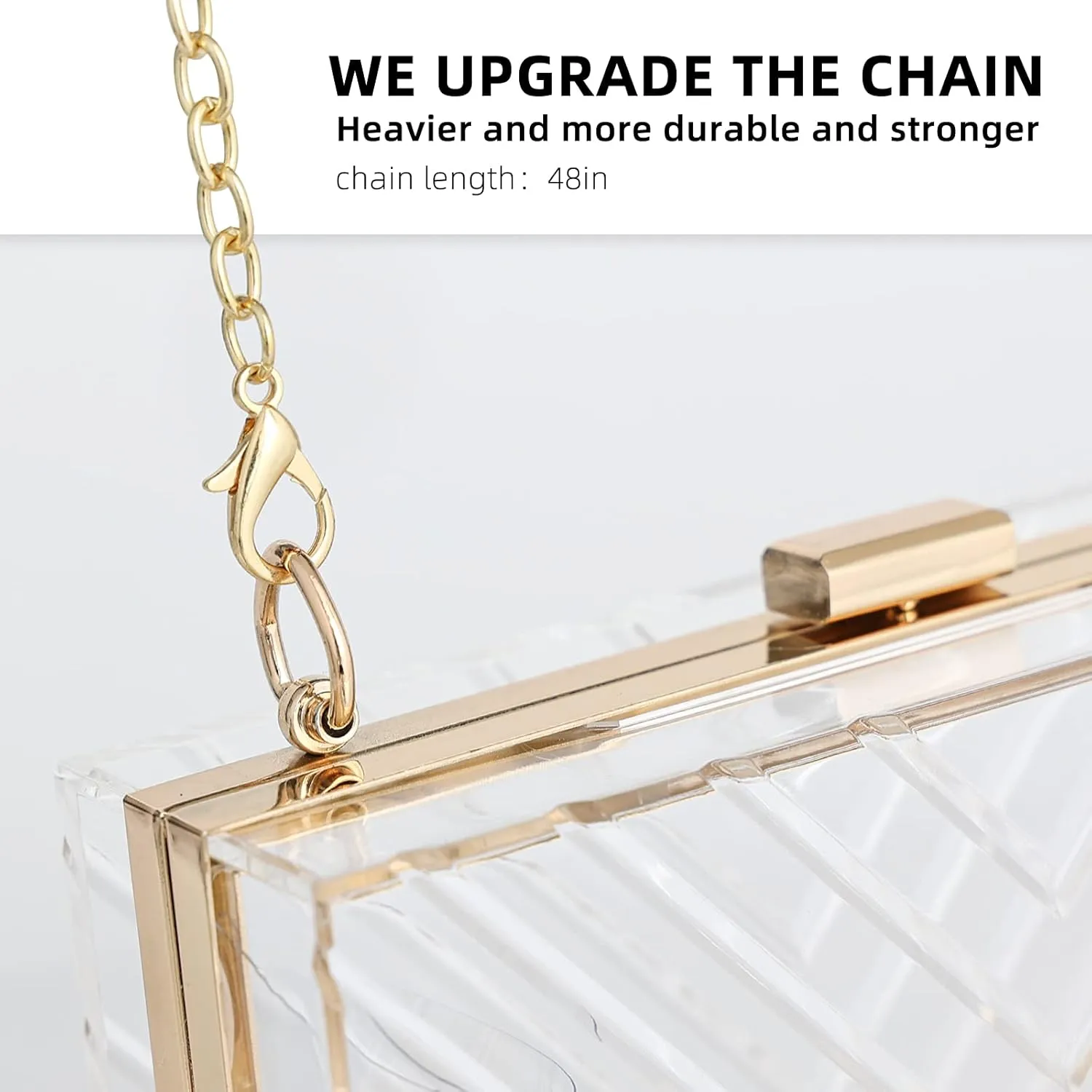 WJCD Clear Purses For Women Acrylic Clear Clutch Bag Stadium Approved