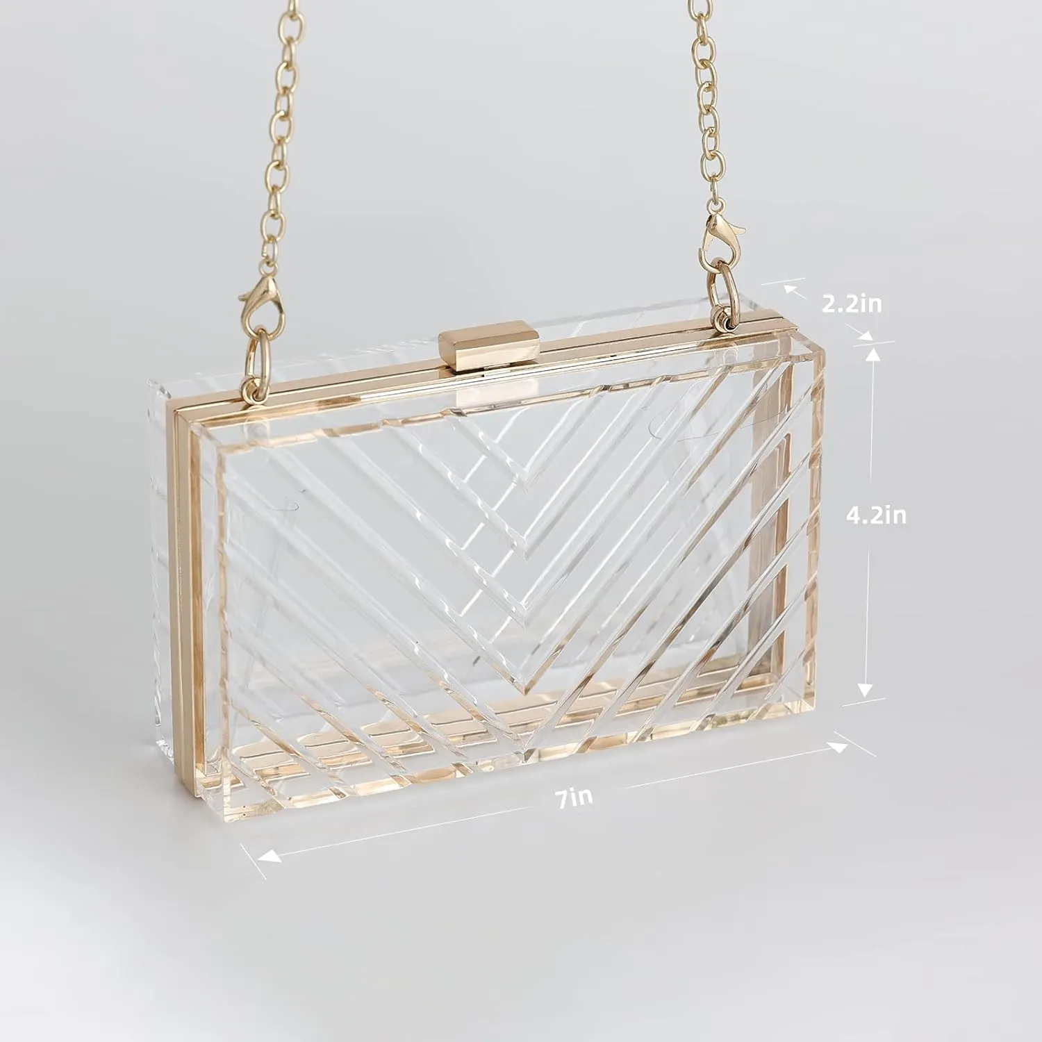 WJCD Clear Purses For Women Acrylic Clear Clutch Bag Stadium Approved