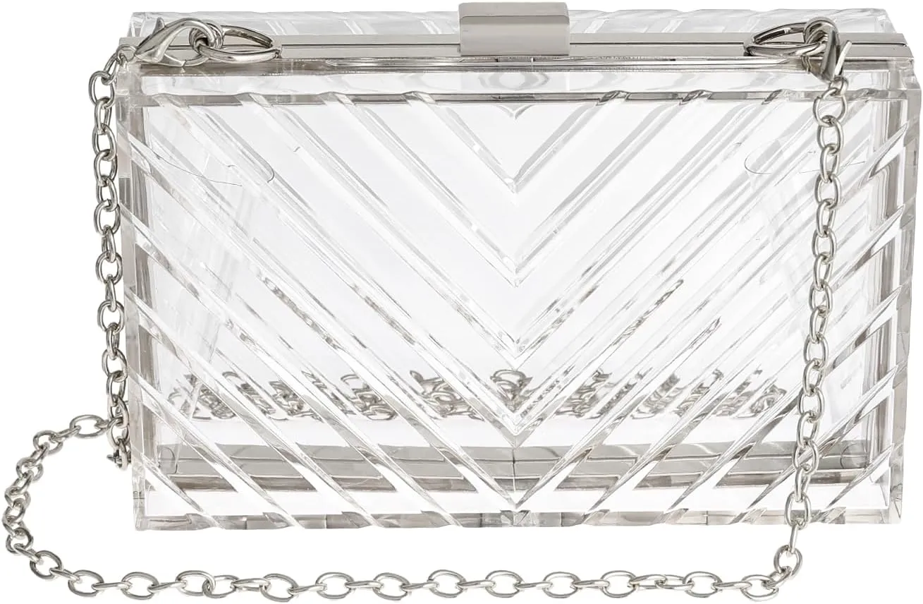 WJCD Clear Purses For Women Acrylic Clear Clutch Bag Stadium Approved