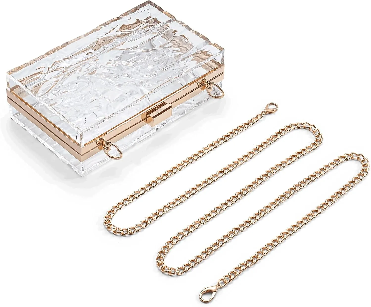 WJCD Womens Clear Purse Acrylic Evening Bags clear clutch purse Ripple Shaped Vintage Banquet Handbag