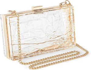 WJCD Womens Clear Purse Acrylic Evening Bags clear clutch purse Ripple Shaped Vintage Banquet Handbag