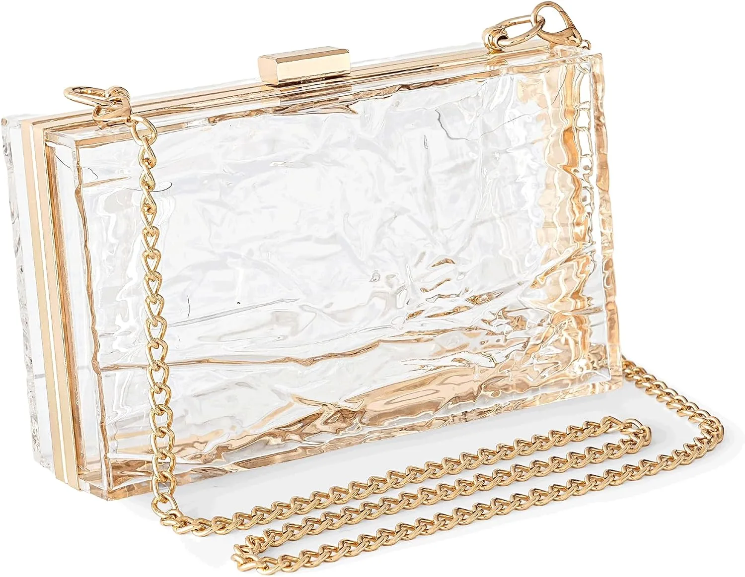WJCD Womens Clear Purse Acrylic Evening Bags clear clutch purse Ripple Shaped Vintage Banquet Handbag