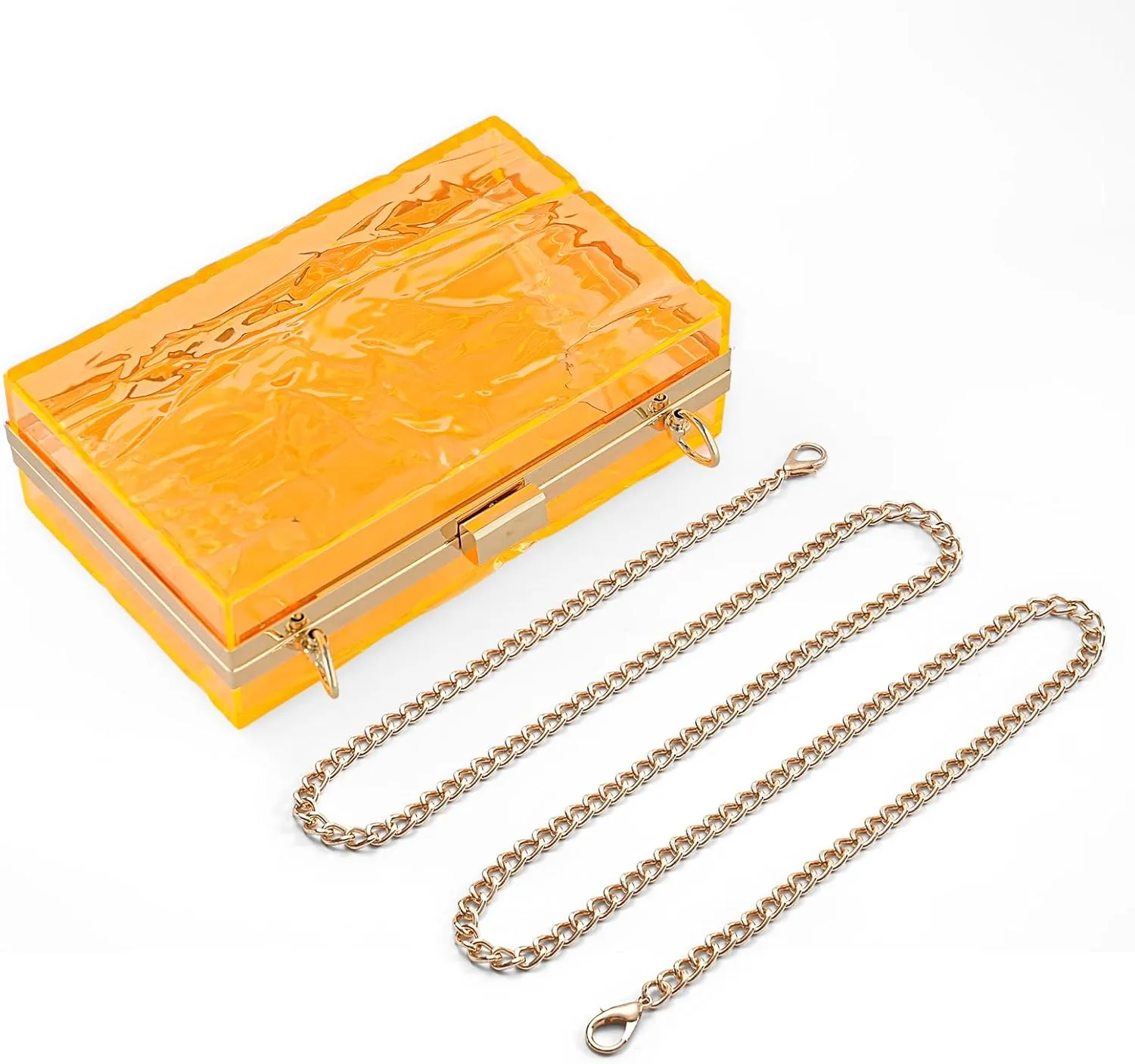 WJCD Womens Clear Purse Acrylic Evening Bags clear clutch purse Ripple Shaped Vintage Banquet Handbag