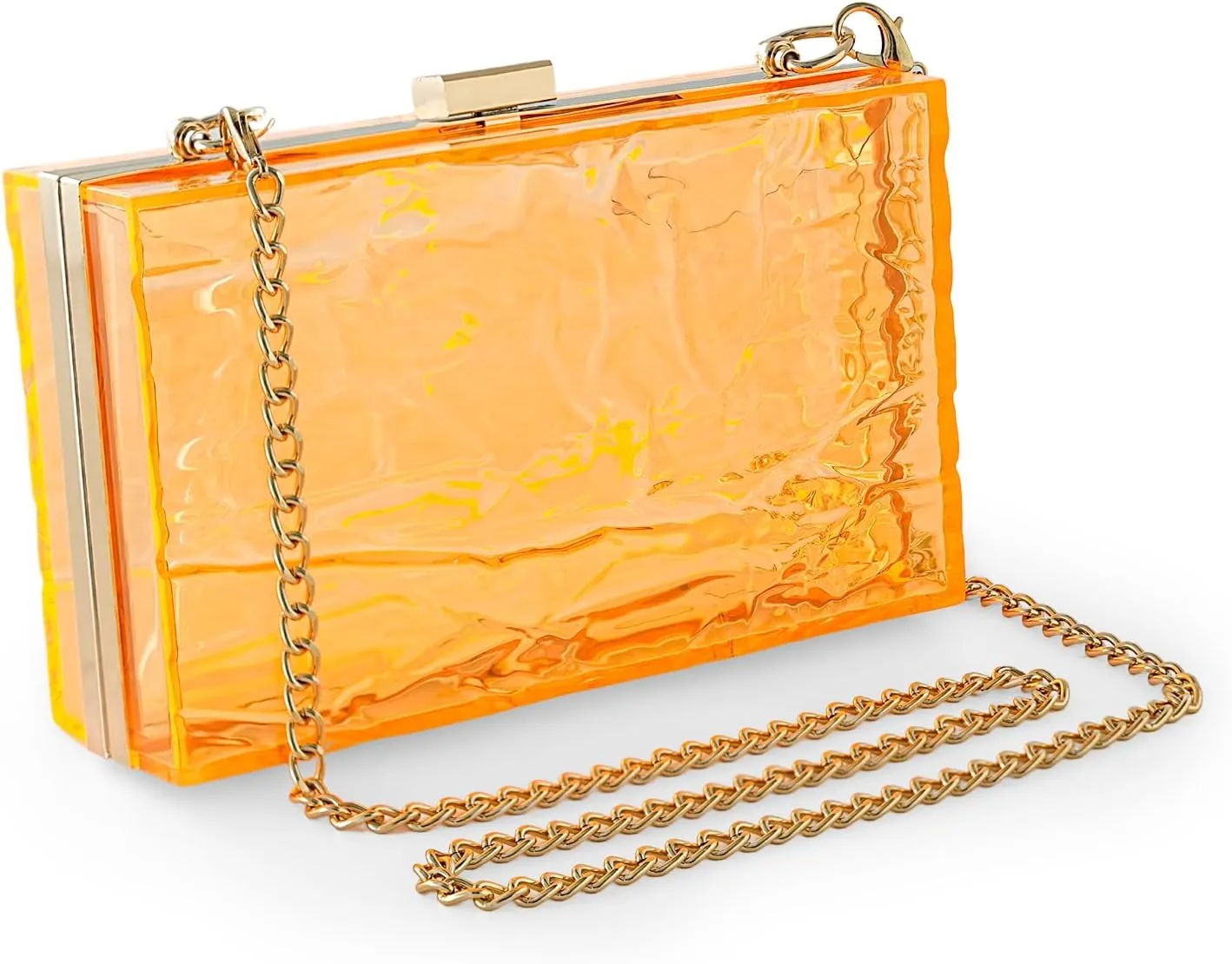 WJCD Womens Clear Purse Acrylic Evening Bags clear clutch purse Ripple Shaped Vintage Banquet Handbag