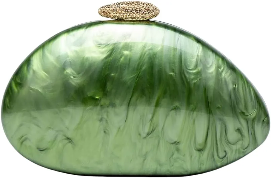 Women Acrylic Clutch for Women Evening HandBag Lipstick Bag for Wedding Party Prom Cocktail Semi-Round Design