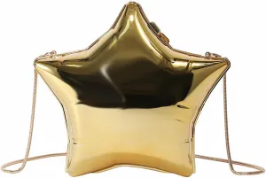 Women Acrylic Clutch Purse Star Shape Handbag Unique Evening Bag Chain Crossbody Bag for Formal Party Wedding