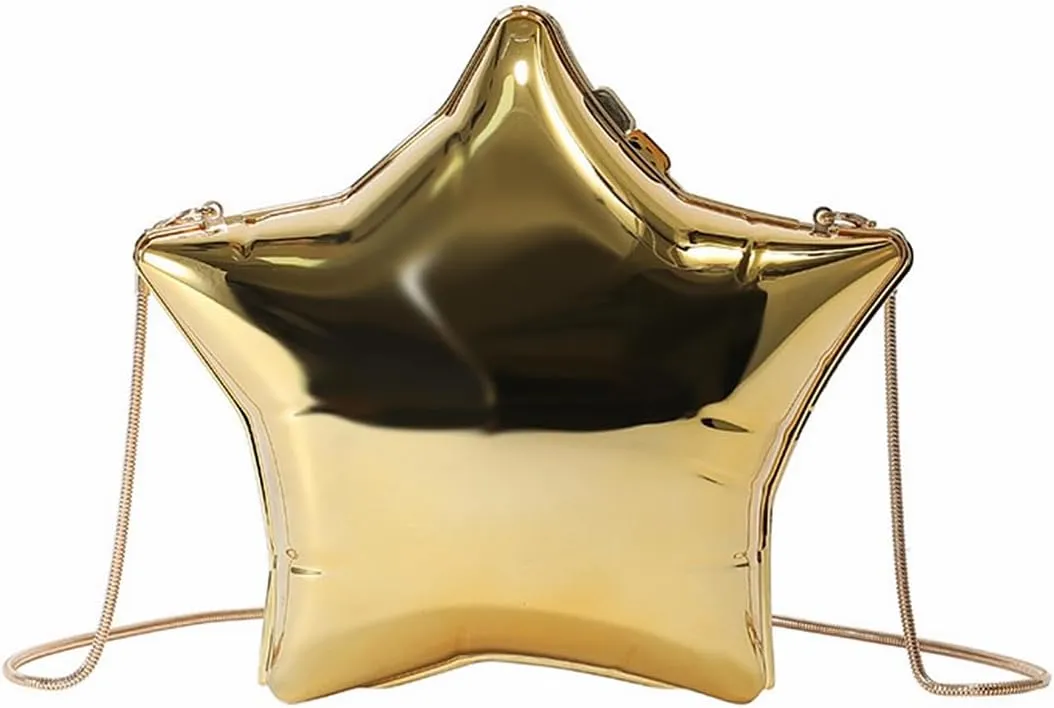 Women Acrylic Clutch Purse Star Shape Handbag Unique Evening Bag Chain Crossbody Bag for Formal Party Wedding