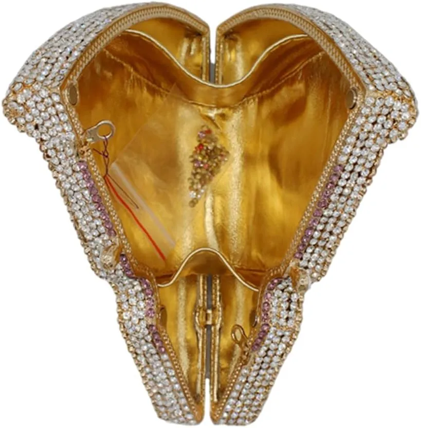Women Novelty Pizza Shaped Rhinestone Evening Bag Funny Pizza Crystal Clutch Purse Diamonds Handbag for Party Prom