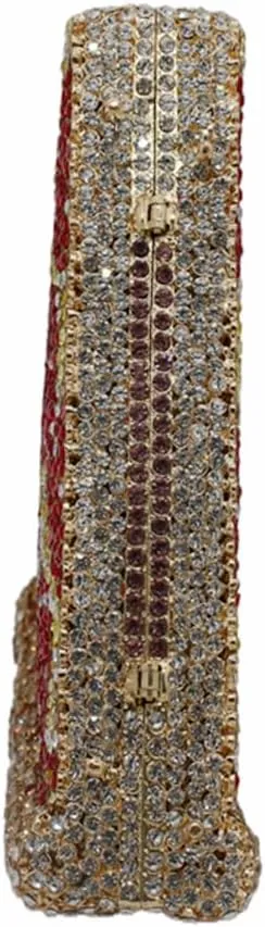Women Novelty Pizza Shaped Rhinestone Evening Bag Funny Pizza Crystal Clutch Purse Diamonds Handbag for Party Prom