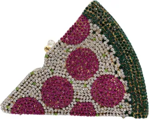 Women Novelty Pizza Shaped Rhinestone Evening Bag Funny Pizza Crystal Clutch Purse Diamonds Handbag for Party Prom
