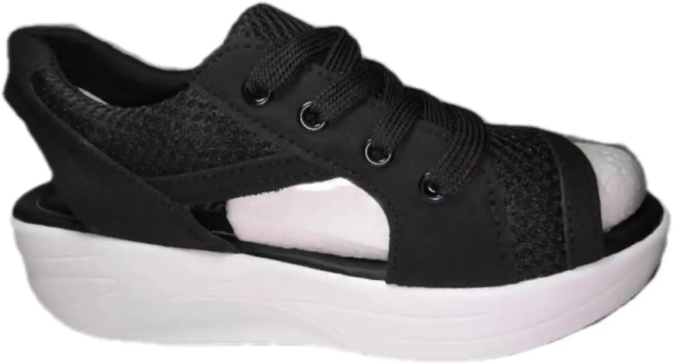 Women Paneled Cutout Lace-Up Muffin Sandals Causal Peep Toe Platform Wedges Sandals Summer Comfy Sports Shoes