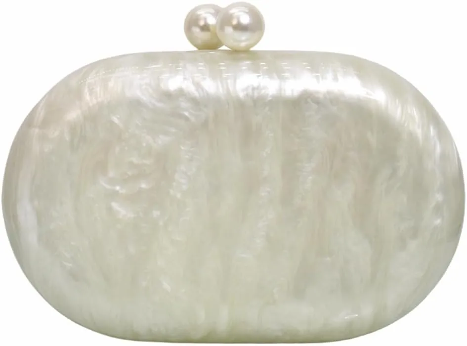 Women Puff Acrylic Clutch Purse Glitter Marble Acrylic Handbag Unique Evening Bag Chain Shoulder Bag for Party Prom