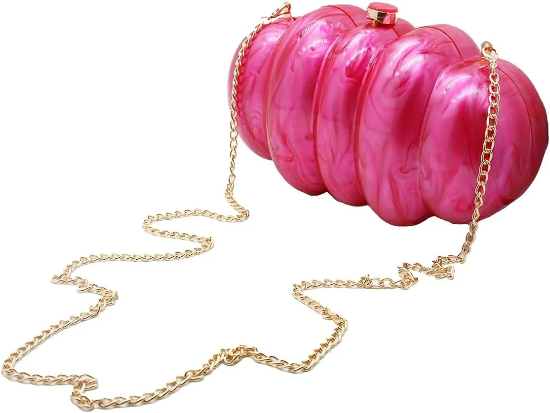 Women Puff Acrylic Clutch Purse Glitter Marble Acrylic Handbag Unique Evening Bag Chain Shoulder Bag for Party Prom